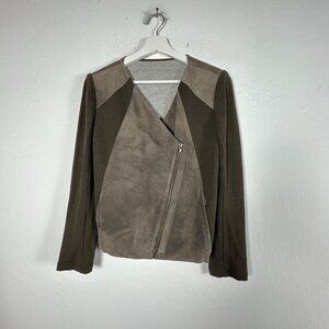 Bailey 44 Women's Java-Jolt Asymmetrical Leather-Moto Jacket Olive Lightweight